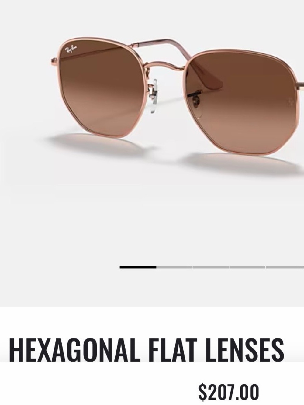 Ray-Ban Women's Sunglasses - Hexagonal Flat, Rose Gold Frame, Brown Lenses